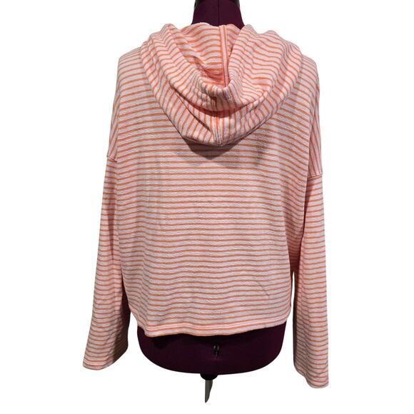 Women's Love by Gap Orange Striped Terry Knit Hoodie | Size XL - Picture 3 of 9